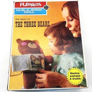 Vtg 1973 Playskool Three Bears Hug-Book Storybook Brown Cloth Doll-Original Box